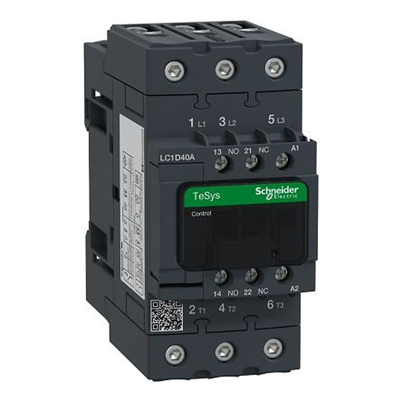 Schneider Electric TeSyS D Contactor, 23V Coil, 3-Pole, 40 A, 18.5 kW 480V, 1 NO/1 NC, 690V