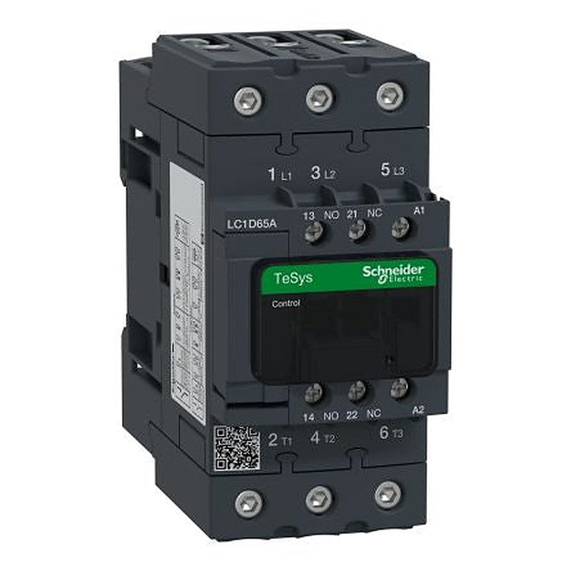 Schneider Electric LC1D Contactor, 24V ac Coil, 3-Pole, 65 A, 30 kW 24V ac, 3 NO, 690V ac