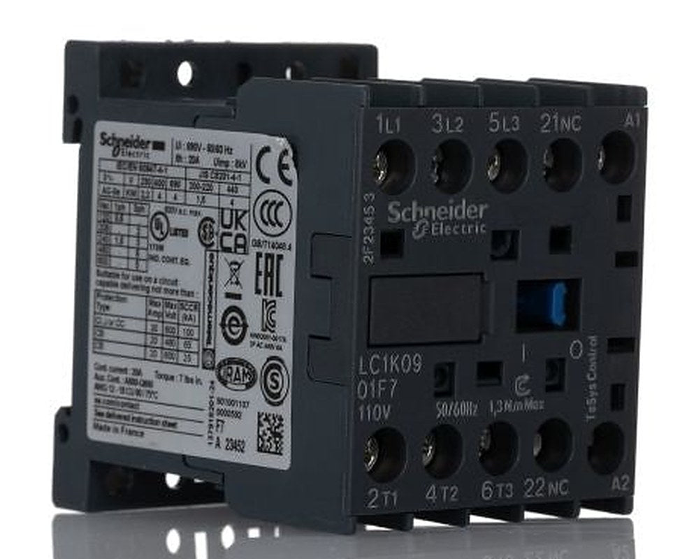 Schneider Electric TeSyS K Contactor, 110V ac Coil, 3-Pole, 20 A, 4 kW 230V, 3 NO, 690V ac