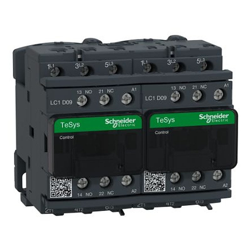 Schneider Electric TeSyS D Reversing Contactor, 120V Coil, 3-Pole, 9 A, 4 kW, 1 NO/1 NC, 690V