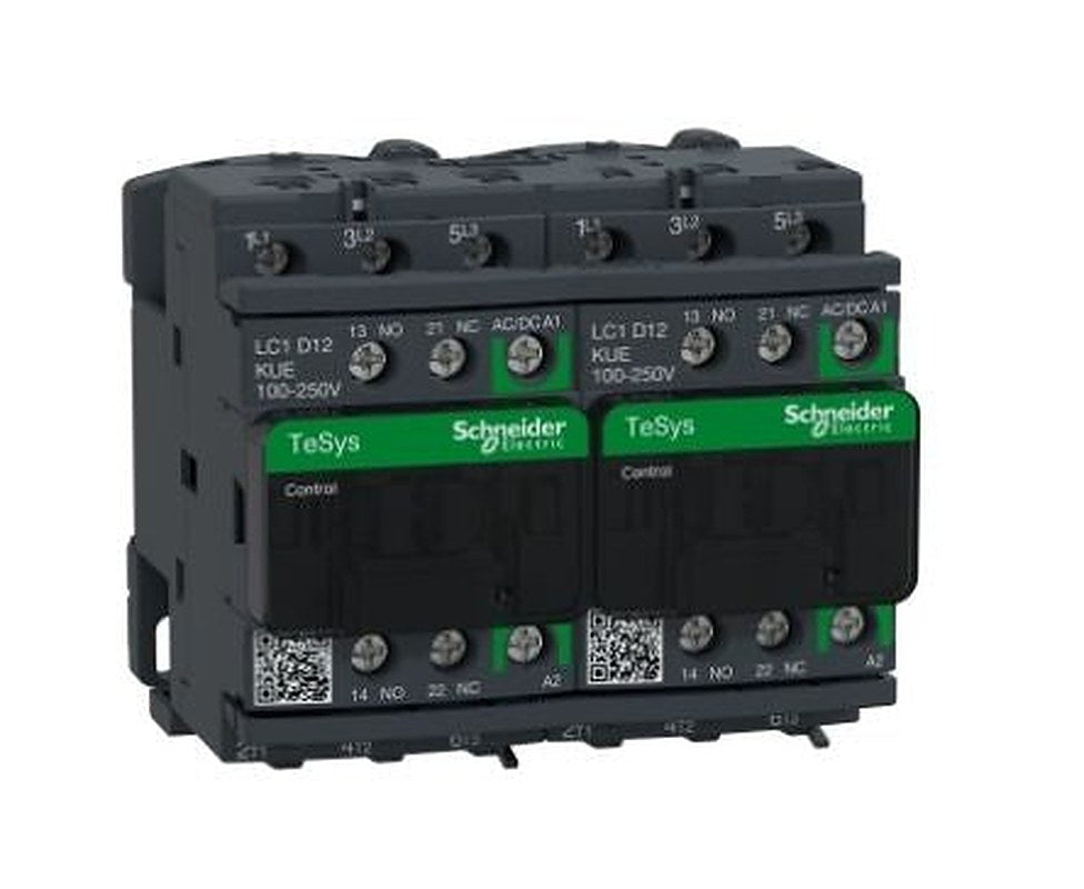 Schneider Electric TeSyS D Reversing Contactor, 250V Coil, 3-Pole, 12 A, 7.5 kW 100V ac, 250 V ac, 1 NO/1 NC, 690V