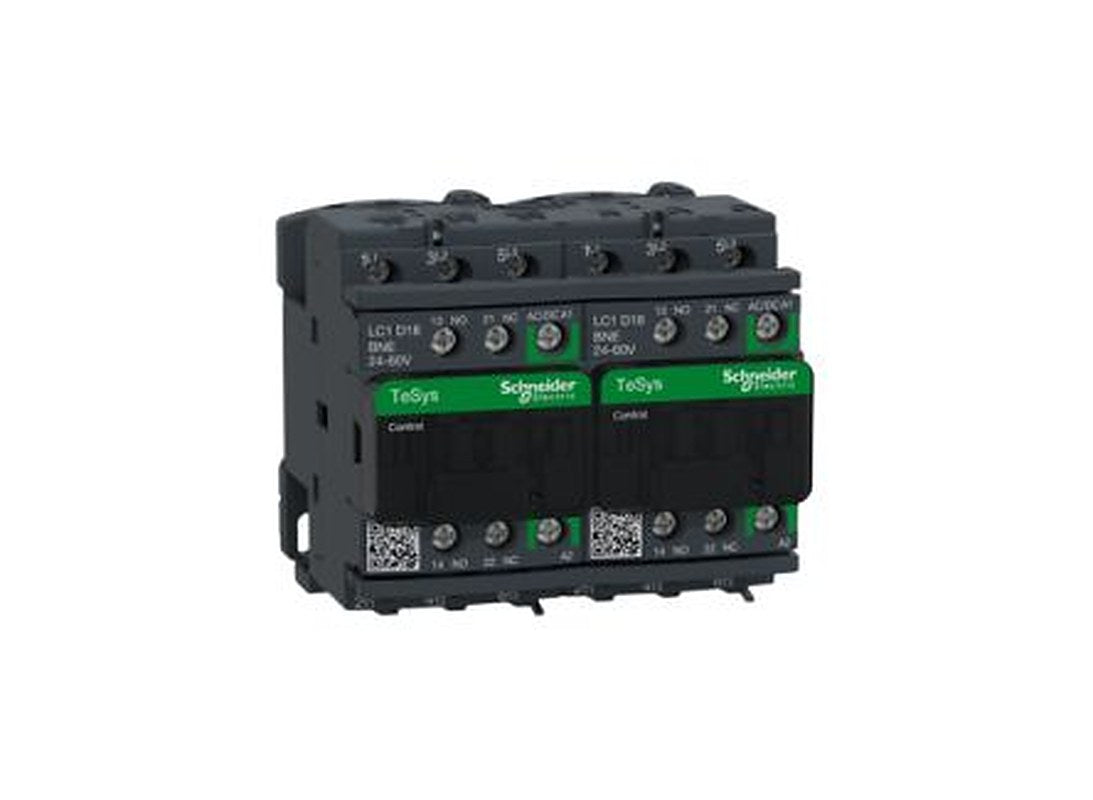 Schneider Electric TeSyS D Reversing Contactor, 24V Coil, 3-Pole, 18 A 24V ac/dc, 60 V ac/dc, 1 NO/1 NC, 690V