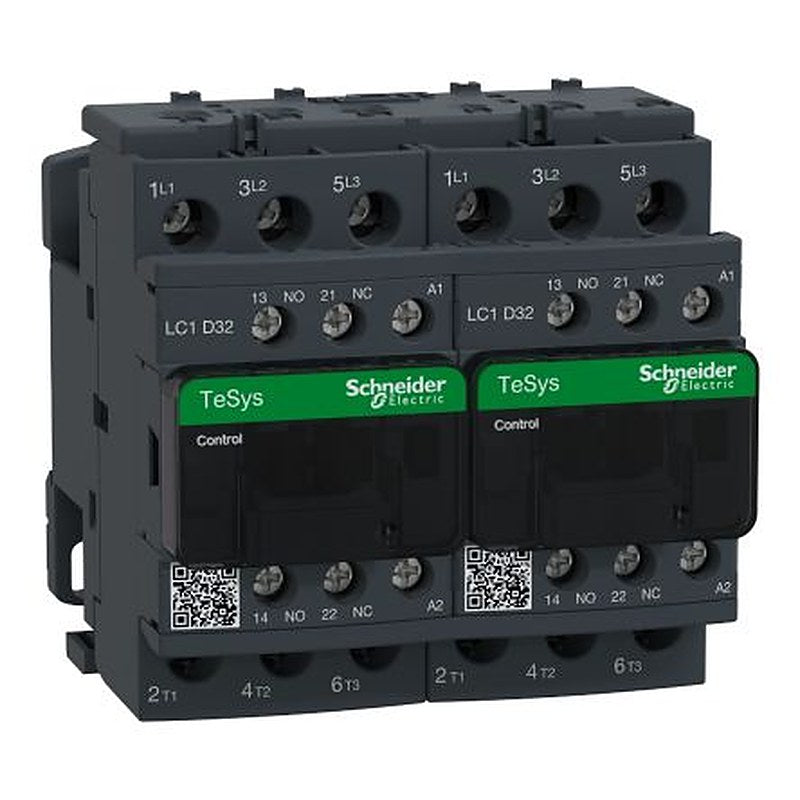 Schneider Electric TeSyS D Reversing Contactor, 380V ac Coil, 3-Pole, 32 A, 15 kW, 1 NO/1 NC, 690V