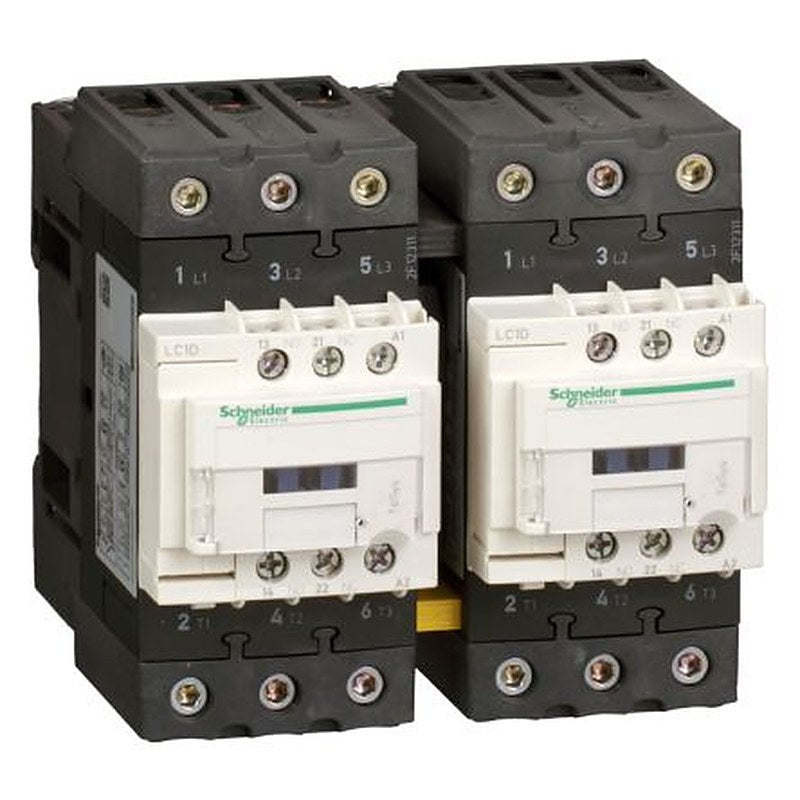 Schneider Electric TeSyS D Reversing Contactor, 120V Coil, 3-Pole, 50 A, 22 kW 120V, 1 NO/1 NC, 690V