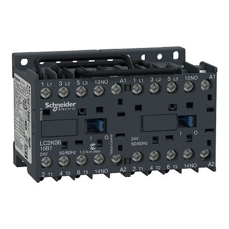 Schneider Electric LC2K Reversing Contactor, 24V ac Coil, 3-Pole, 6 A, 3 kW 24V ac, 3 NO, 600V ac