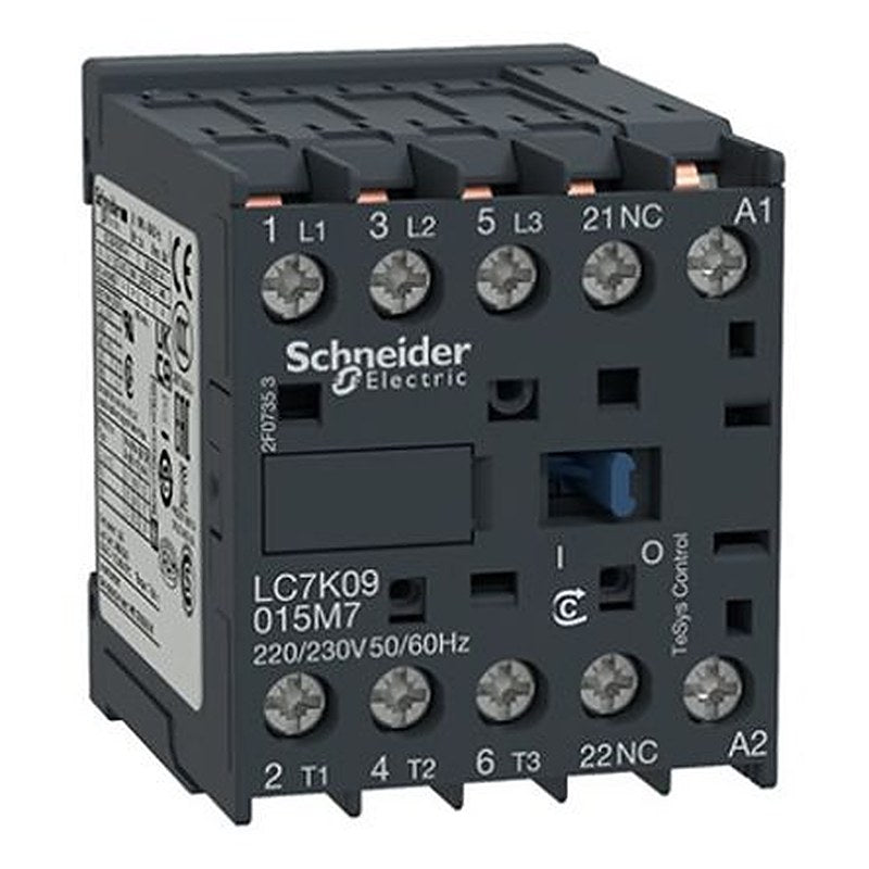 Schneider Electric LC7K Contactor, 220V ac, 230 V ac Coil, 3-Pole, 9 A, 4 kW 230V ac, 1 NC, 690V ac