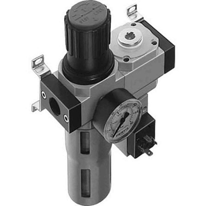 Festo 1/2 in G FRL, Automatic Drain, 40 μm Filtration Size Integrated Pressure Gauge