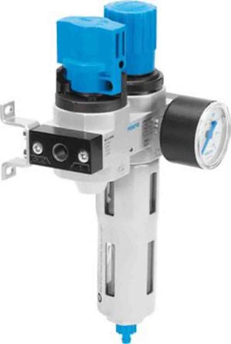 Festo 1/8 in G FRL, Automatic Drain, 40 μm Filtration Size Integrated Pressure Gauge