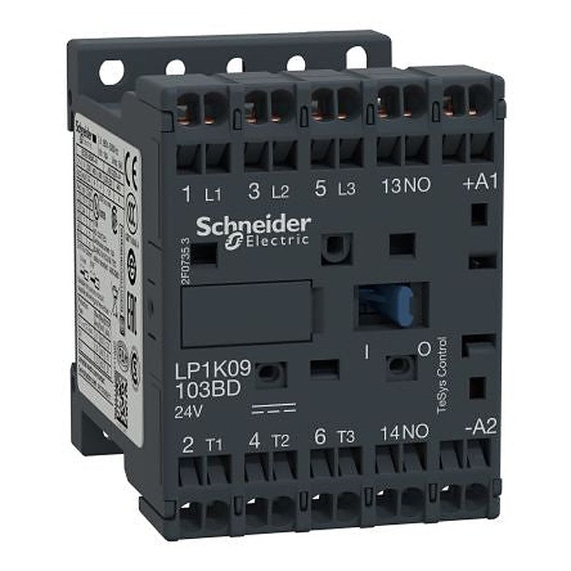 Schneider Electric TeSyS K Contactor, 24V dc Coil, 3-Pole, 9 A, 4 kW 24V dc, 3 NO, 690V ac