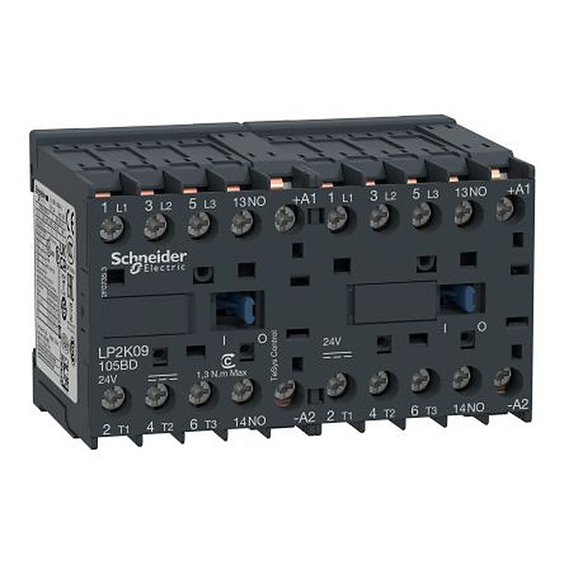 Schneider Electric LP2K Contactor, 24V dc Coil, 3-Pole, 20 A, 4 kW 24V dc, 3 NO, 690V ac