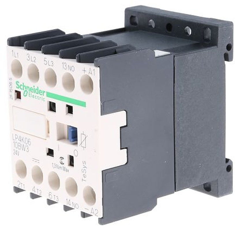 Schneider Electric TeSyS K Contactor, 24V dc Coil, 3-Pole, 6 A, 3 kW 24V dc, 3 NO, 600V ac