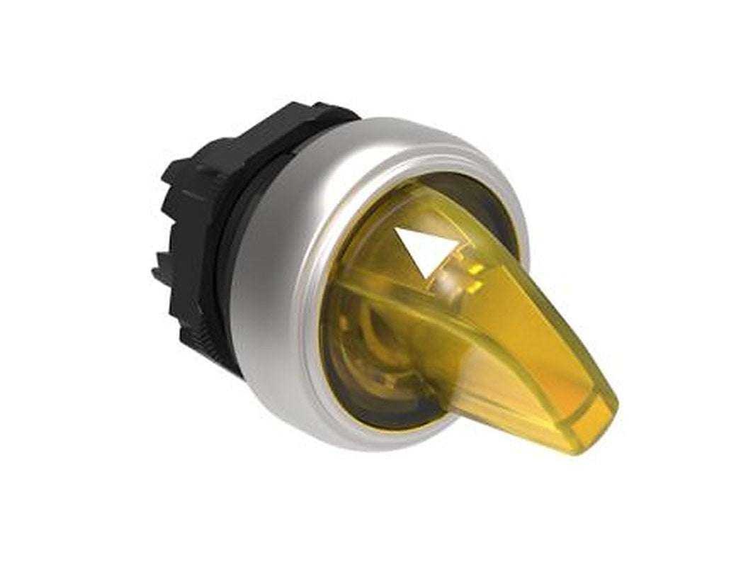 Lovato LPCSL12 Series 2 Position Illuminated Selector Switch Head, 22 mm Cutout, Yellow Handle, IP66
