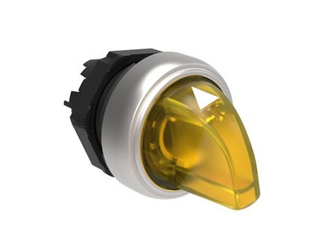 Lovato LPCSL13 Series 2 Position Illuminated Selector Switch Head, 22 mm Cutout, Yellow Handle, IP66
