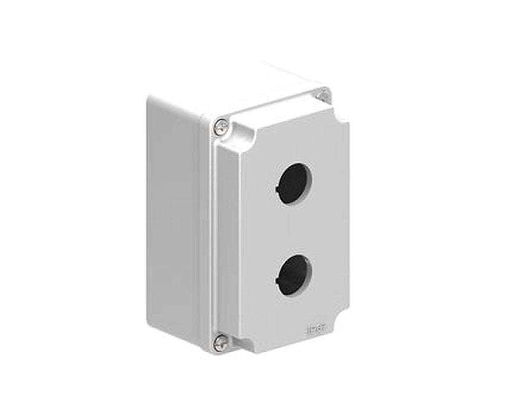 Lovato Grey Aluminium LPZM Empty Control Station - 2 Hole 22.5 mm Diameter