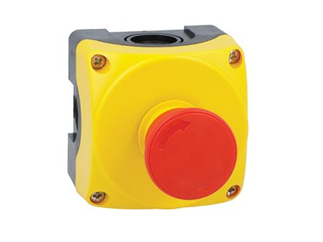 Lovato Turn to Release Control Station Switch - 1 NC, Polycarbonate, Yellow, IP66, IP67, IP69K