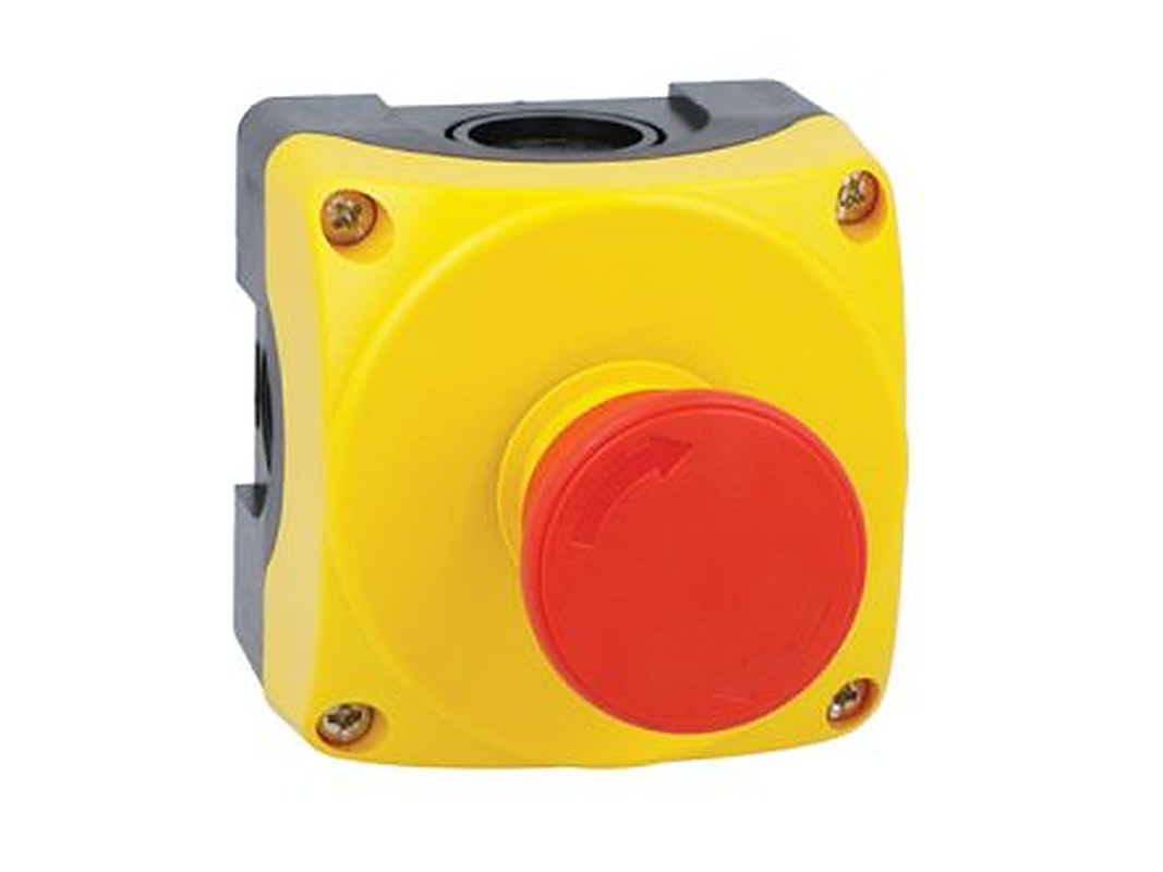 Lovato Turn to Release Control Station Switch - 1 NO/1 NC, Polycarbonate, Yellow, IP66, IP67, IP69K