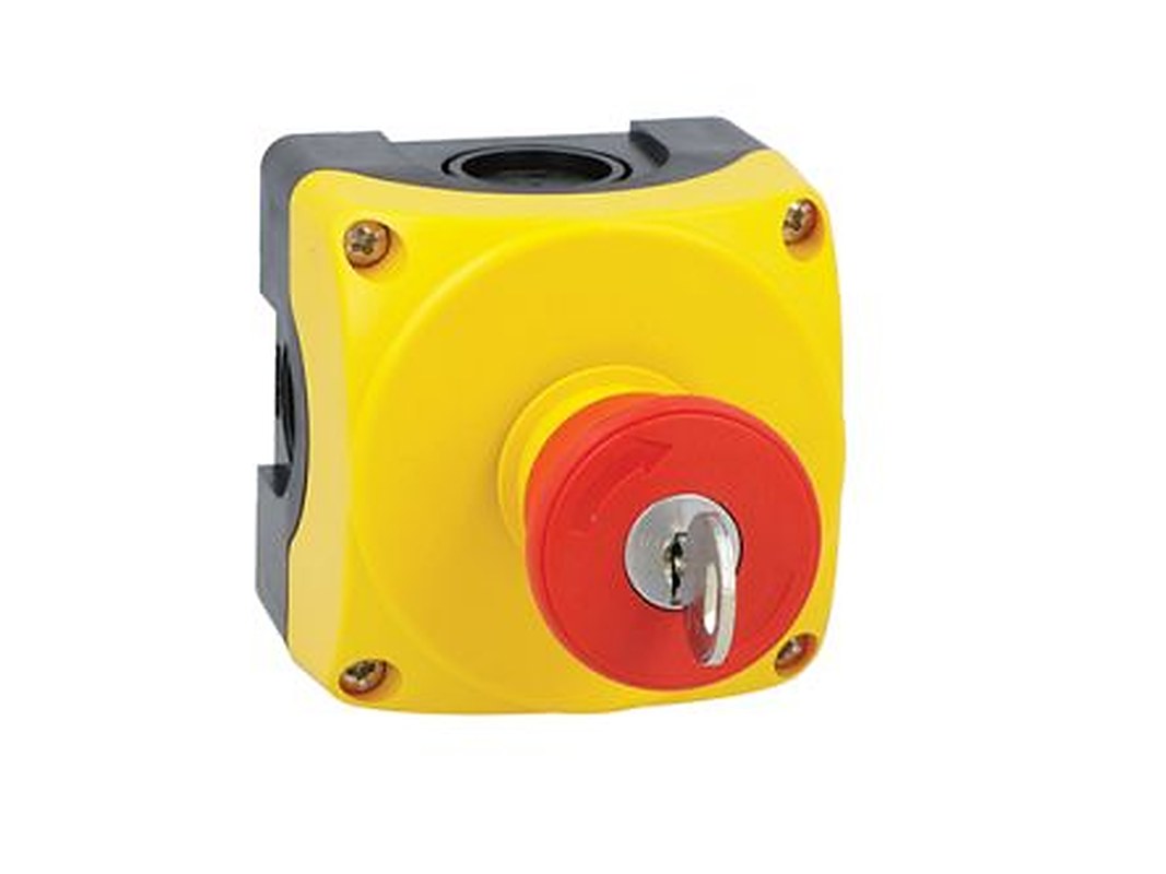 Lovato Mushroom Control Station Switch - 2NC (Main), Polycarbonate, Yellow, IP66, IP67, IP69K