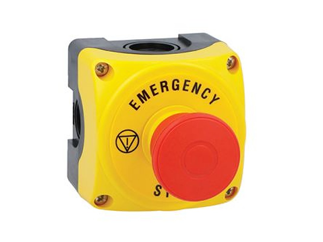 Lovato Pull to Release Control Station Switch, Polycarbonate, Yellow, Emergency Stop, IP66, IP67, IP69K