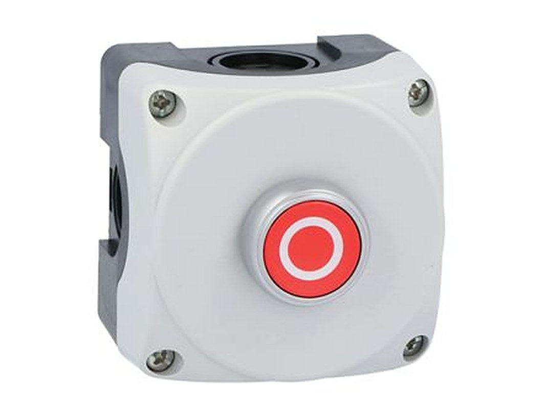 Lovato Flush Control Station Switch - 1 NC, Polycarbonate, Red, O, IP66, IP67, IP69K