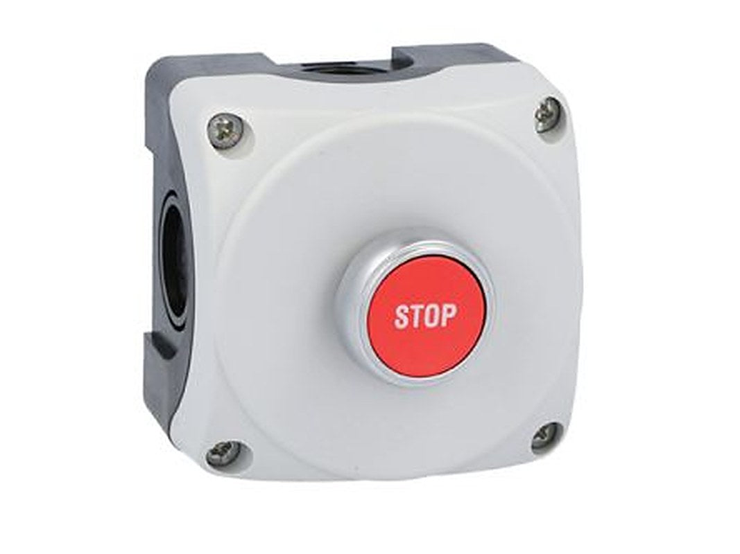 Lovato Flush Control Station Switch - 1 NC, Polycarbonate, Red, STOP, IP66, IP67, IP69K