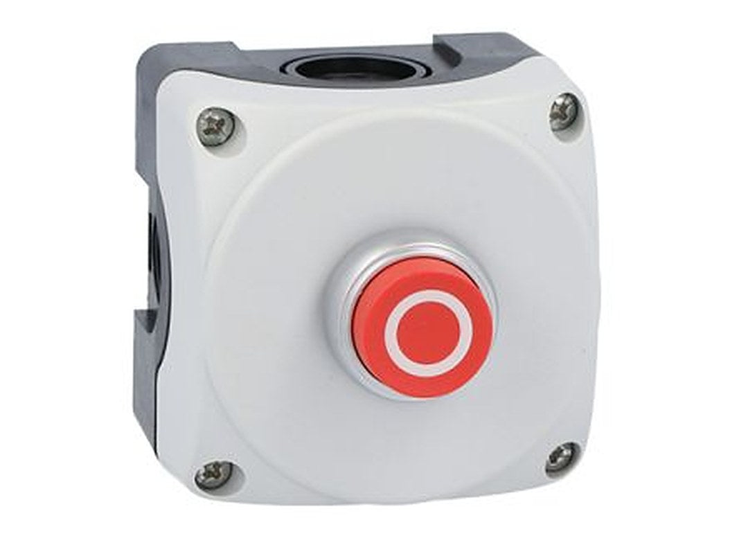 Lovato Flush Control Station Switch - 1 NC, Polycarbonate, Red, O, IP66, IP67, IP69K
