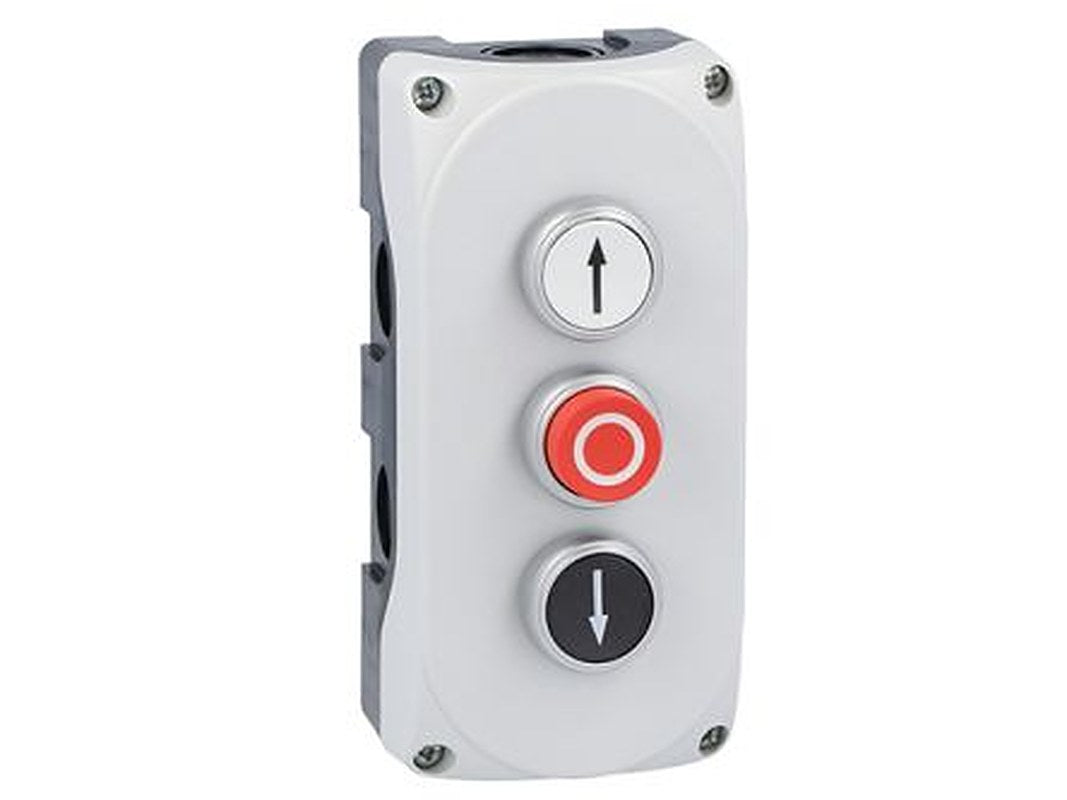 Lovato Flush, Push Control Station Switch - 1 NC, NO, Polycarbonate, Red, White, Up Arrow, IP66, IP67, IP69K