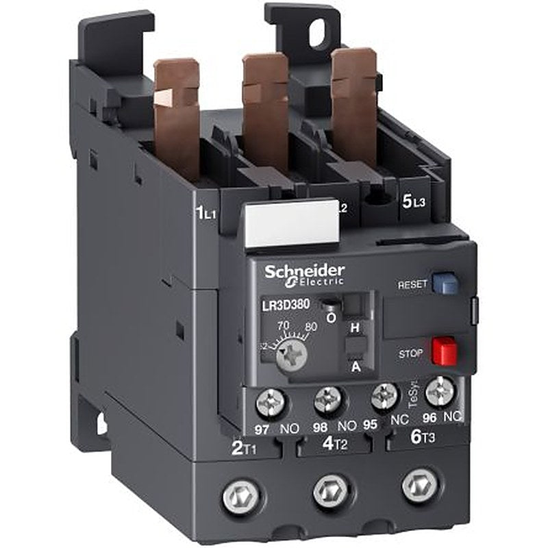 Schneider Electric, TeSyS LR Thermal Overload Relay 1 NO/1 NC, 70A, 80 A F.L.C, 10A Contact Rating, 690V