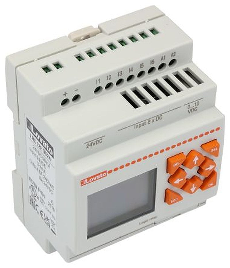 Lovato LRD Series PLC CPU, Relay Output, 8-Input, Digital, Analogue Input