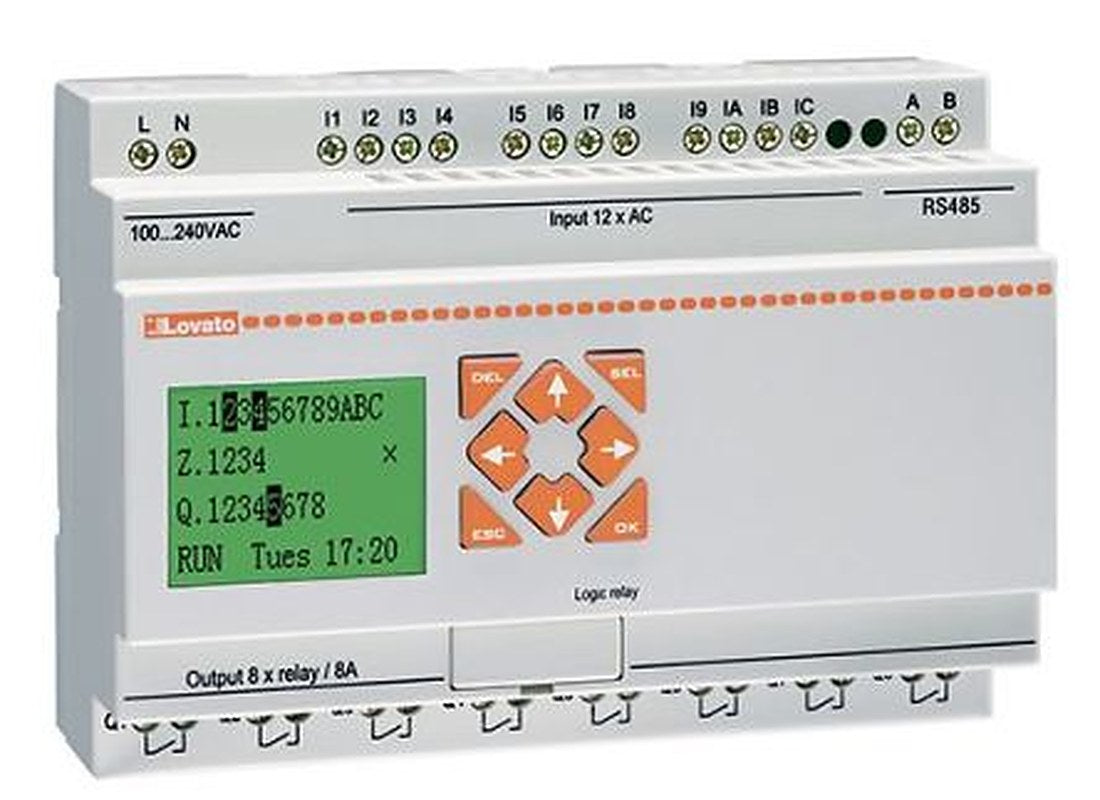 Lovato LRD Series PLC CPU, Relay Output, 12-Input, Analogue, Digital Input