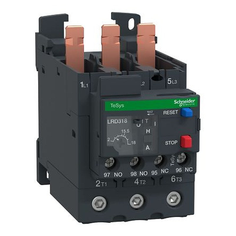 Schneider Electric, TeSyS LR Thermal Overload Relay 1 NO/1 NC, 12A, 18 A F.L.C, 18A Contact Rating, 11 kW 3