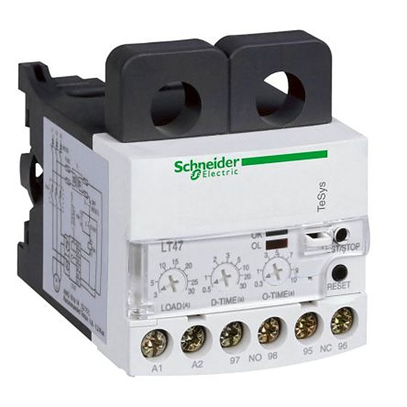 Schneider Electric, TeSyS LR Electronic Overload Relay 1 NO/1 NC, 30A F.L.C, 6A Contact Rating, 240V ac