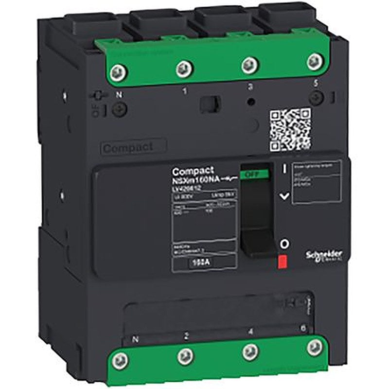 Schneider Electric, ComPact, NSXm Molded Case Circuit Breaker 4-Pole 50A, Breaking Capacity 1.28 kA, Clip-on