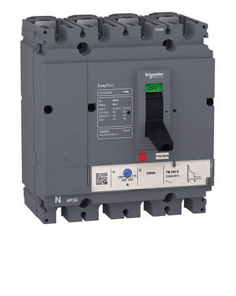 Schneider Electric, EasyPact, CVS100N Molded Case Circuit Breaker 4-Pole 100A, Breaking Capacity 50 kA, Fixed