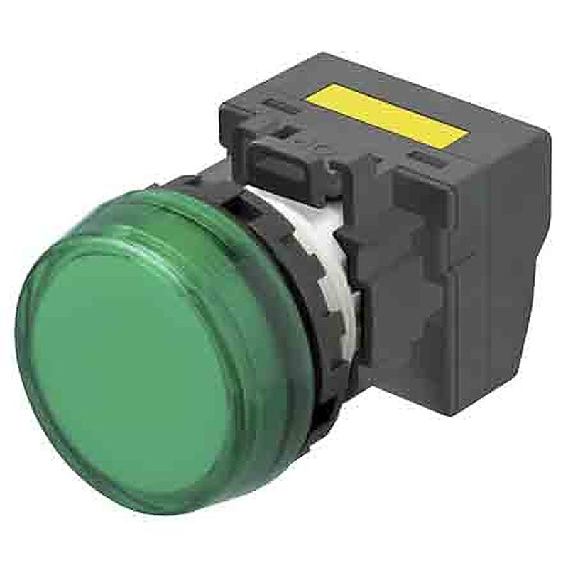 Omron M22N Series Green Miniature Panel Mount Indicator Pilot Light, 240V, Crimp Termination, IP66, 22 mm