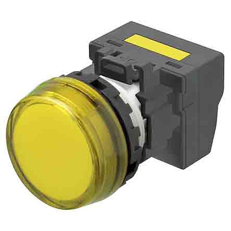 Omron M22N Series Yellow Miniature Panel Mount Indicator Pilot Light, 240V, Crimp Termination, IP66, 22 mm
