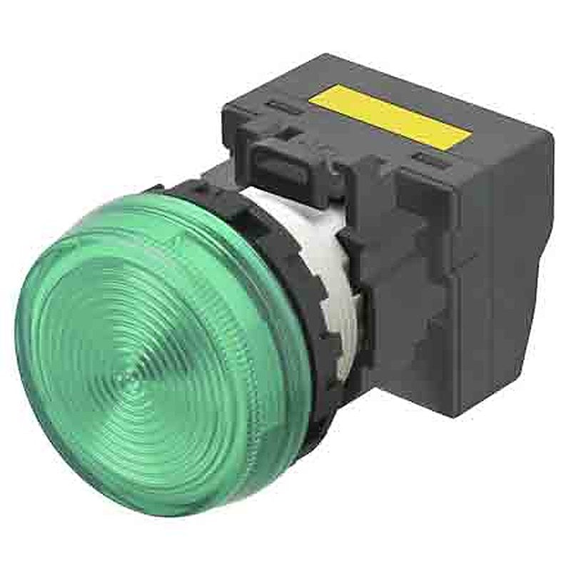 Omron M22N Series Green Miniature Panel Mount Indicator Pilot Light, 110V, Crimp Termination, IP66, 22 mm