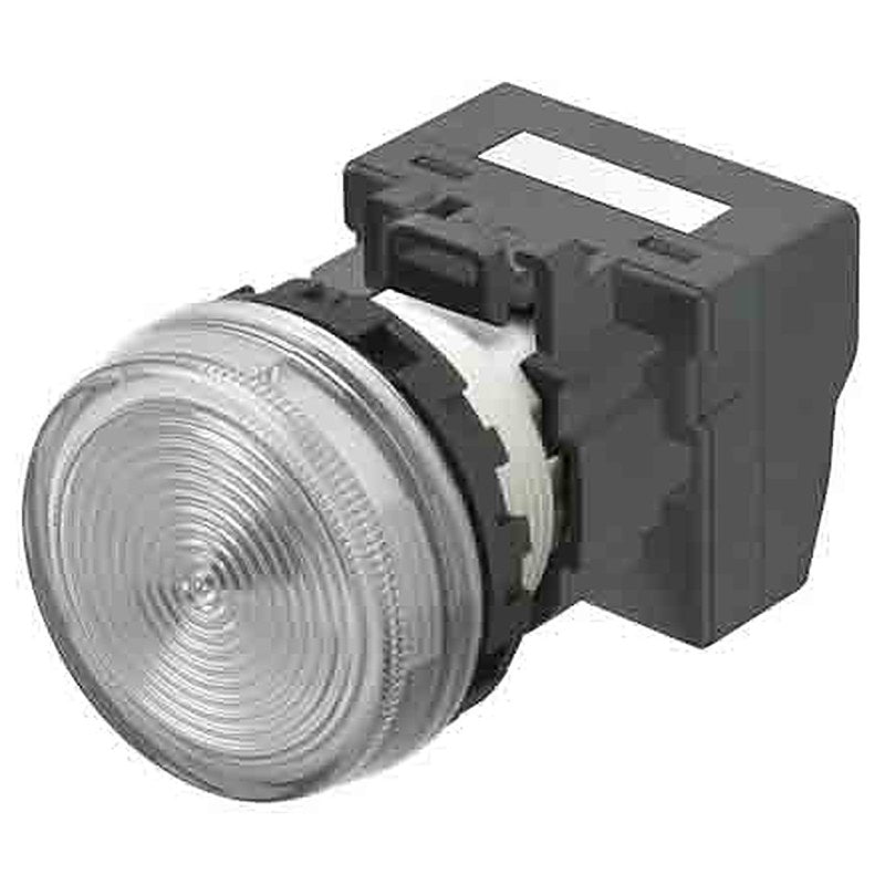 Omron M22N Series White Miniature Panel Mount Indicator Pilot Light, 24V, Crimp Termination, IP66, 22 mm