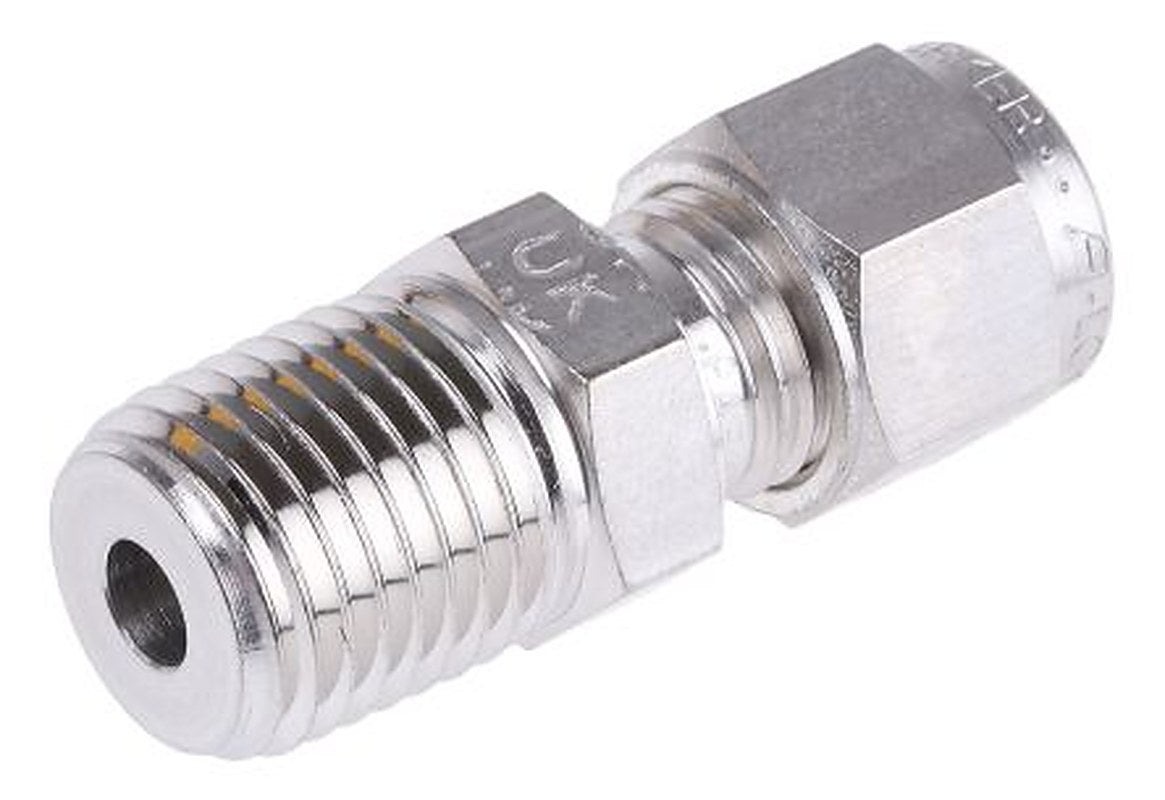 Parker Stainless Steel Pipe Fitting, Straight Elbow Coupler, Male NPT Threaded 1/4 in