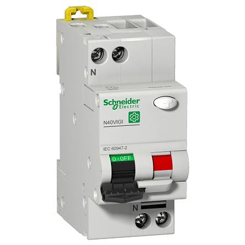 Schneider Electric Residual Current Circuit Breaker with Overload Protection, 6A Current Rating, 1-Pole, 30 mA Trip