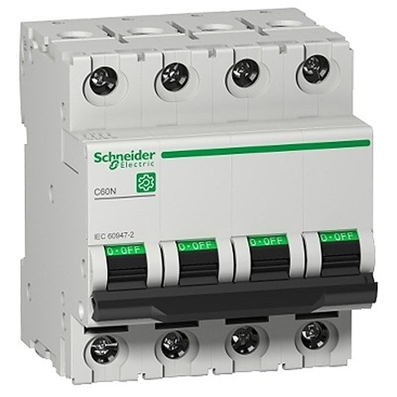 Schneider Electric Multi9 C60N Miniature Circuit Breaker, 4-Pole, 50A, B Curve, 415V AC, 10 kA Breaking Capacity