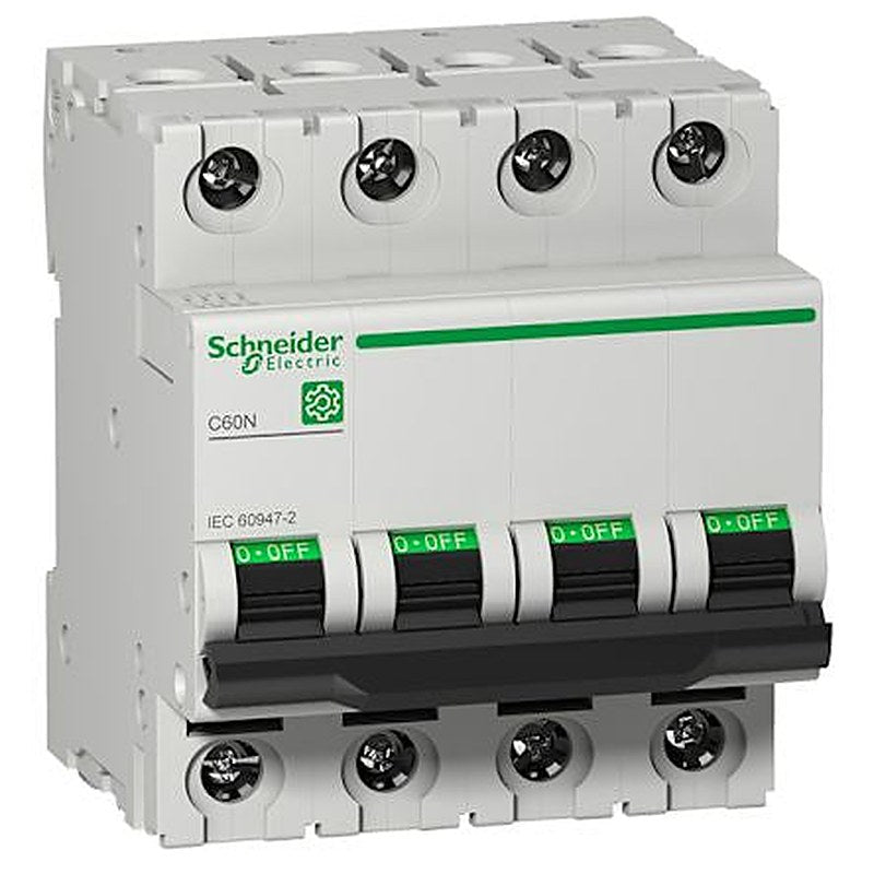 Schneider Electric Multi9 M9F1 Miniature Circuit Breaker, 4-Pole, 40A, Type C, 440V ac AC, 250 V dc DC, 6 kA Breaking