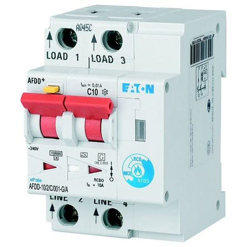Eaton Residual Current Circuit Breaker with Overload Protection, 10kA Current Rating, 2-Pole, Type C, AFDD Range, xPole