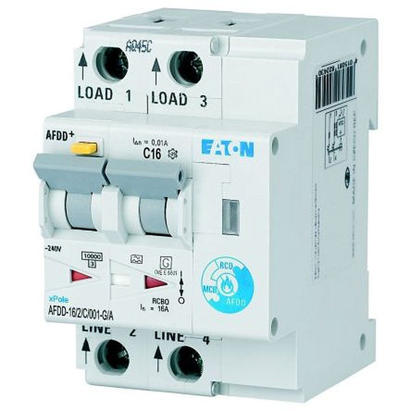 Eaton Residual Current Circuit Breaker with Overload Protection, 10kA Current Rating, 2-Pole, Type C, AFDD Range, xPole