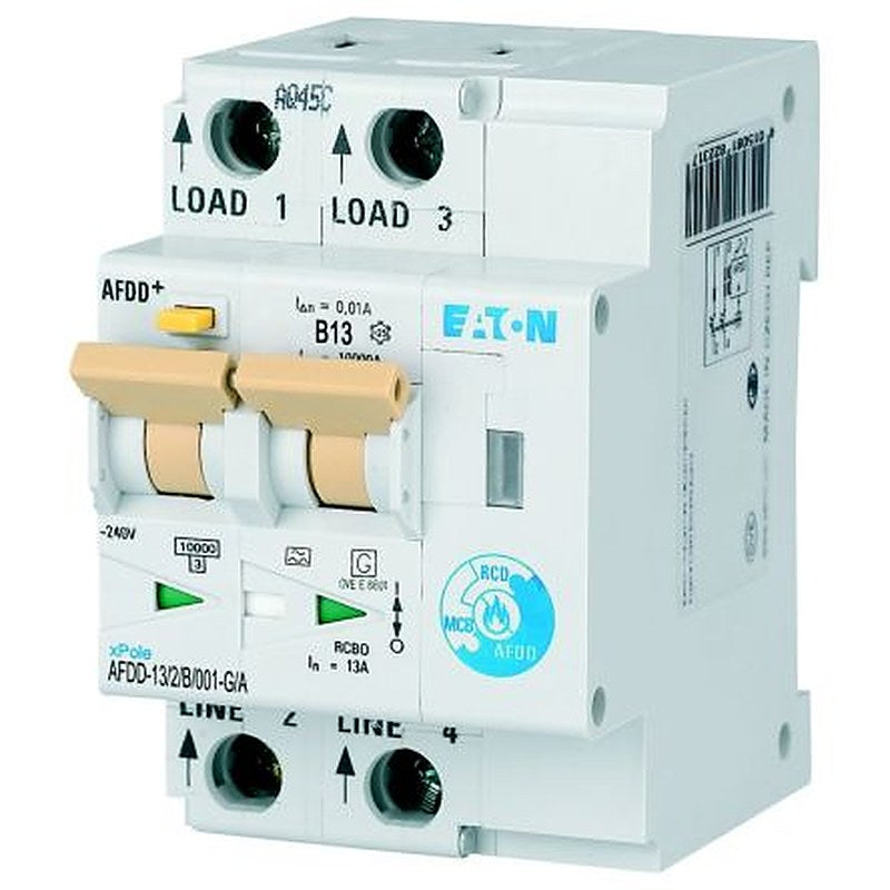 Eaton Residual Current Circuit Breaker with Overload Protection, 10kA Current Rating, 2-Pole, Type B, AFDD Range, xPole