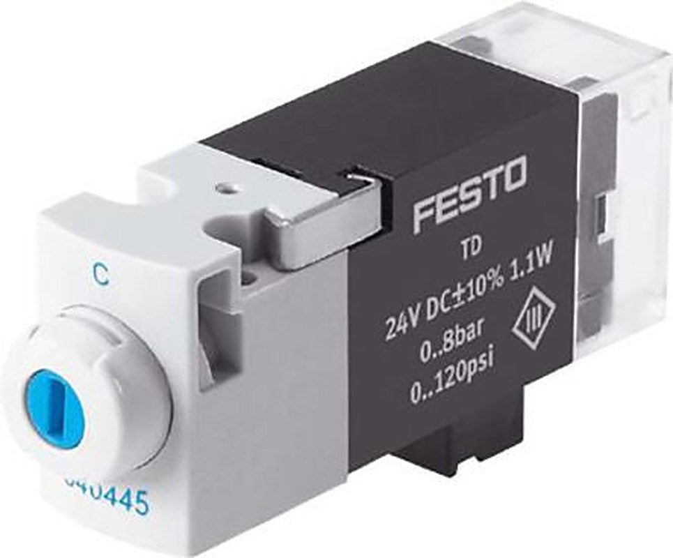 Festo Pneumatic Solenoid/Pilot-Operated Control Valve - 3/2 Closed Monostable Electric Metric MHA1 Series 24V