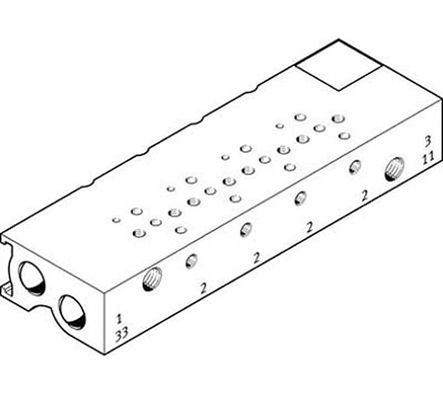 Festo MHA1 series 2 station Metric Manifold for use with Valves, 197247
