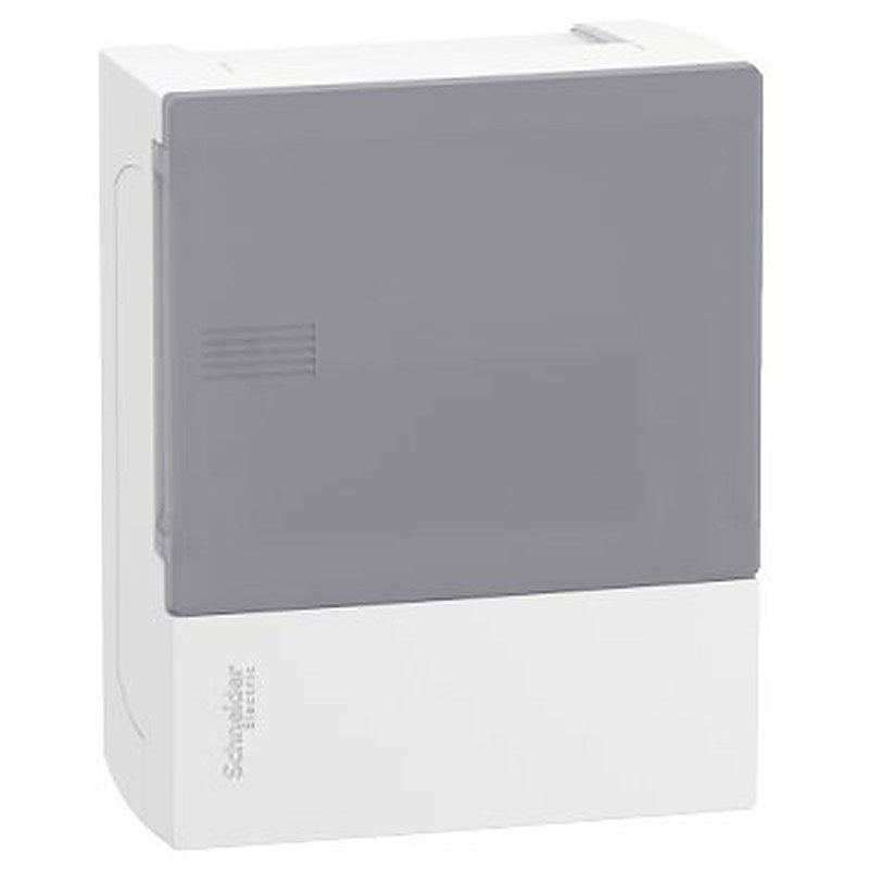 Enclosure, Resi9 MP, surface mounting, 1 row of 6 modules, IP40, translucid door, 1 earth + 1 neutral terminal blocks (Enclosure Resi9 MP) is a Schneider Electric product. Designed for reliable performance and long service life. Available across Iraq — contact us for pricing and delivery options.
