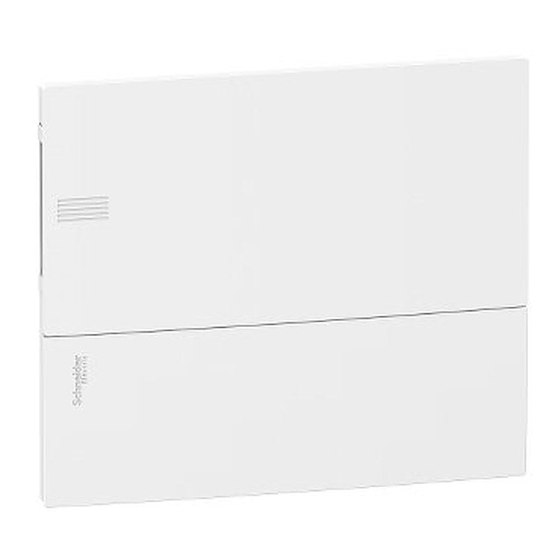 Enclosure, Resi9 MP, flush mounting, 1 row of 12 modules, IP40, white door, 1 earth + 1 neutral terminal blocks (Enclosure Resi9 MP) is a Schneider Electric product. Designed for reliable performance and long service life. Available across Iraq — contact us for pricing and delivery options.