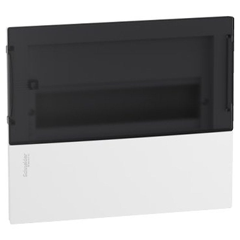 Enclosure, Resi9 MP, flush mounting, 1 row of 12 modules, IP40, smoked door, 1 earth + 1 neutral terminal blocks (Enclosure Resi9 MP) is a Schneider Electric product. Designed for reliable performance and long service life. Available across Iraq — contact us for pricing and delivery options.