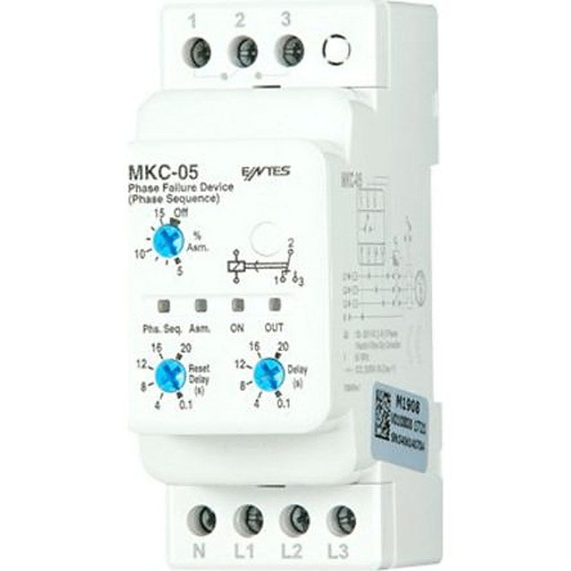 ENTES Phase/Voltage Monitoring Relays, 3 Phase, 1 CO, Rail, DIN Rail